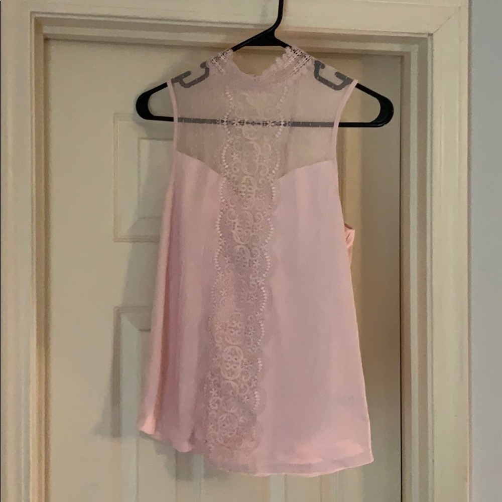 Express lace mock neck top